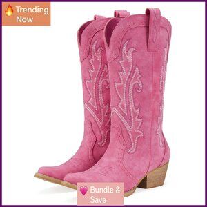 Women's Cowboy Boots Pointed Toe 2" Heel Synthetic Leather Comfort